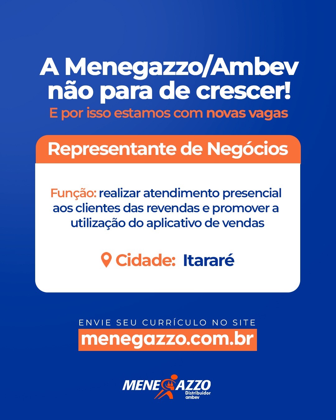 OPORTUNIDADE DE EMPREGO PARA CIDADE DE ITARARÉ